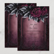 Convite de casamento Floral Gótico Romântico Escur
