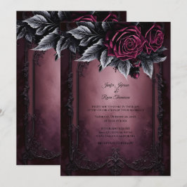 Convite de casamento Floral Gótico Romântico Escur