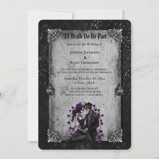 Convite de casamento Floral Gótico Romântico Sombr (Frente)