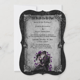 Convite de casamento Floral Gótico Romântico Sombr