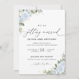 Convite de Casamento Floral Hortênsia Azul