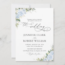 Convite de Casamento Floral Hortênsia Azul