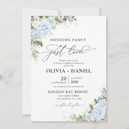 Convite de Casamento Floral Hortênsia Azul