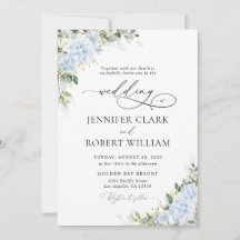 Convite de Casamento Floral Hortênsia Azul