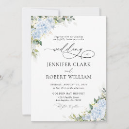Convite de Casamento Floral Hortênsia Azul