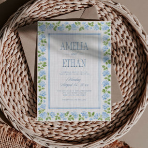 Convite de Casamento Floral Hortênsia Azul