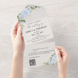 Convite de Casamento Floral Hortênsia Azul Tudo em