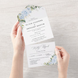 Convite de Casamento Floral Hortênsia Azul Tudo em