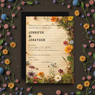 Convite de Casamento Floral Impressão para Amantes