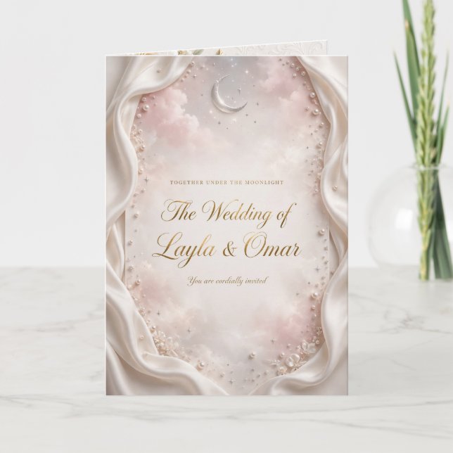 Convite de Casamento Floral Ivory Gold (Frente)
