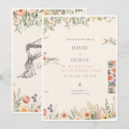 Convite de Casamento Floral Jardim Aquarela