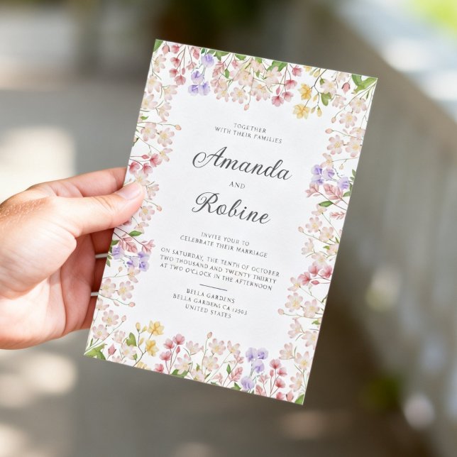 Convite de Casamento Floral Jardim de Primavera (Criador carregado)