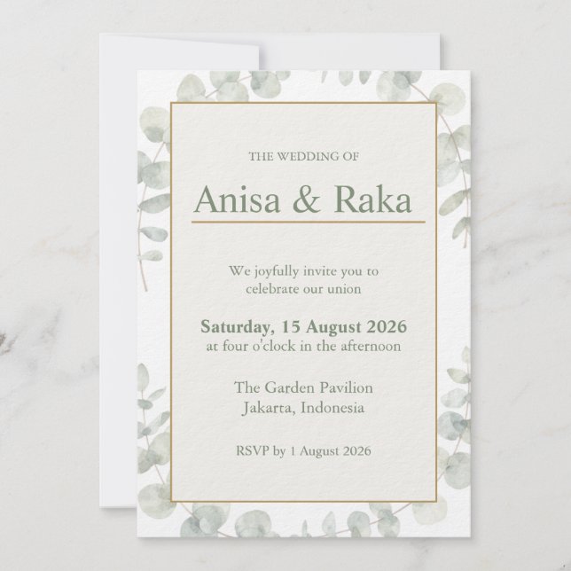 Convite de Casamento Floral Jardim Elegante (Frente)