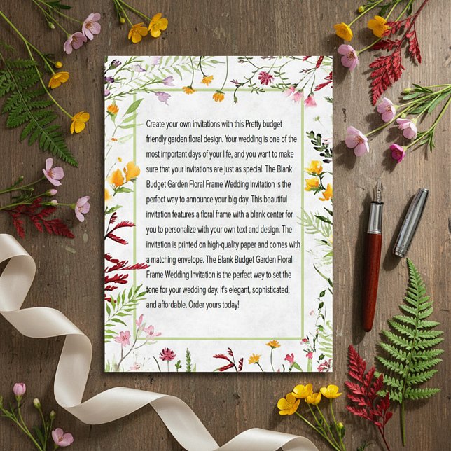 Convite de casamento floral Jardim Orçamento em Br (Criador carregado)