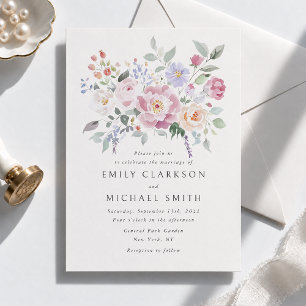 Convite de Casamento Floral Jardim Pastel