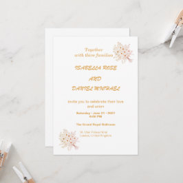 Convite de Casamento Floral Kraft Marrom Rústico