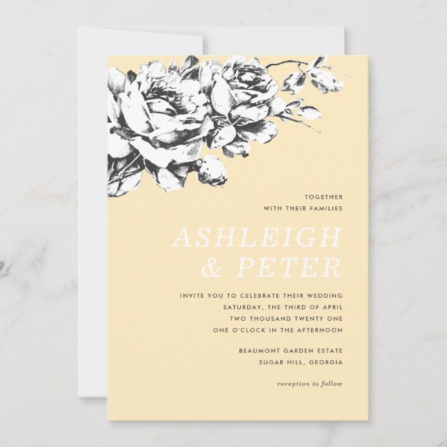 Convite de Casamento Floral La Vie en Rose - Amare (Frente)