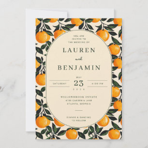 Convite de Casamento Floral Laranja Alegre