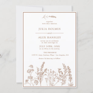 Convite De Casamento Floral Laranja Queimado
