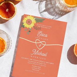 Convite de Casamento Floral Laranja Rosa