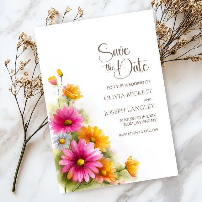 Convite de casamento floral laranja rosa rústico p (Criador carregado)