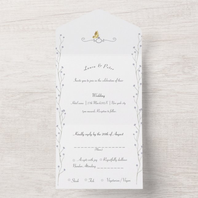 Convite de Casamento Floral Lavanda (Interno)
