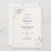 Convite de Casamento Floral Lavanda Elegante