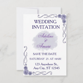 Convite de Casamento Floral Lavanda Rosas Nuvens