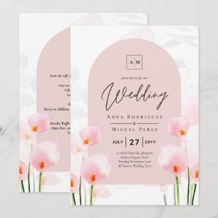 Convite de casamento Floral Leah G Pink Calla Lily