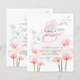 Convite de casamento Floral Leah G Pink Calla Lily