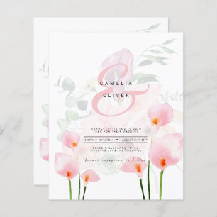 Convite de casamento Floral Leah G Pink Calla Lily