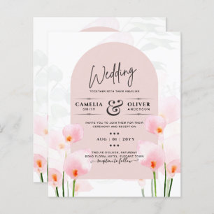 Convite de casamento Floral Leah G Pink Calla Lily