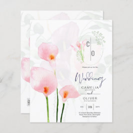 Convite de casamento Floral Leah G Pink Calla Lily