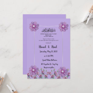 Convite de Casamento Floral Lilás Roxo Elegante