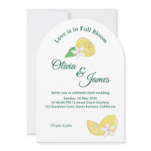Convite de Casamento Floral Limão Cítrico Moderno