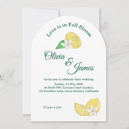 Convite de Casamento Floral Limão Cítrico Moderno 
