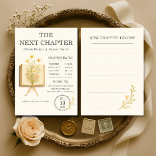 Convite de Casamento Floral Livros Novo Capítulo C