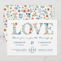 Convite de Casamento Floral LOVE