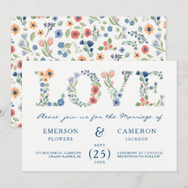 Convite de Casamento Floral LOVE