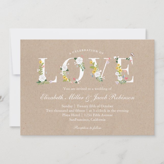Convite de casamento Floral Love (Frente)