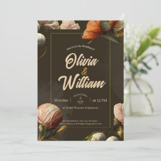 Convite de Casamento Floral Luxo Rústico