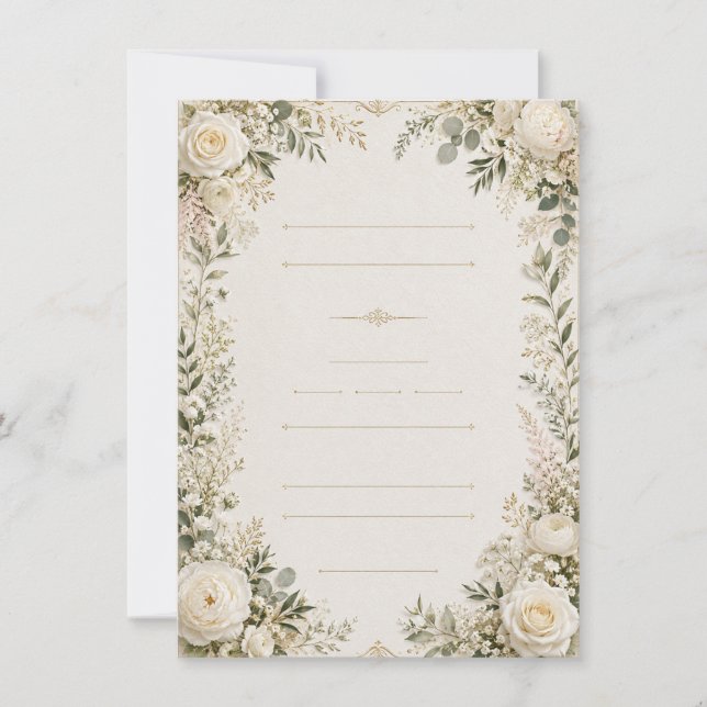 Convite de Casamento Floral Luxuoso (Frente)