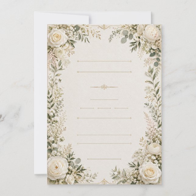 Convite de Casamento Floral Luxuoso (Frente)