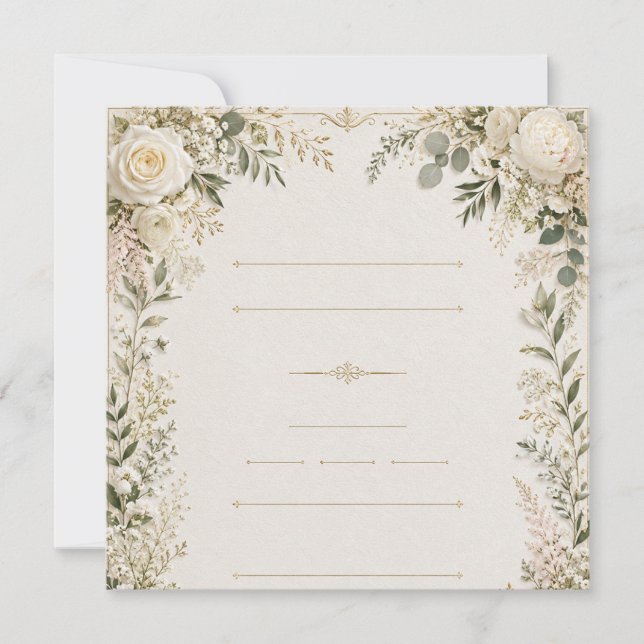 Convite de Casamento Floral Luxuoso (Frente)