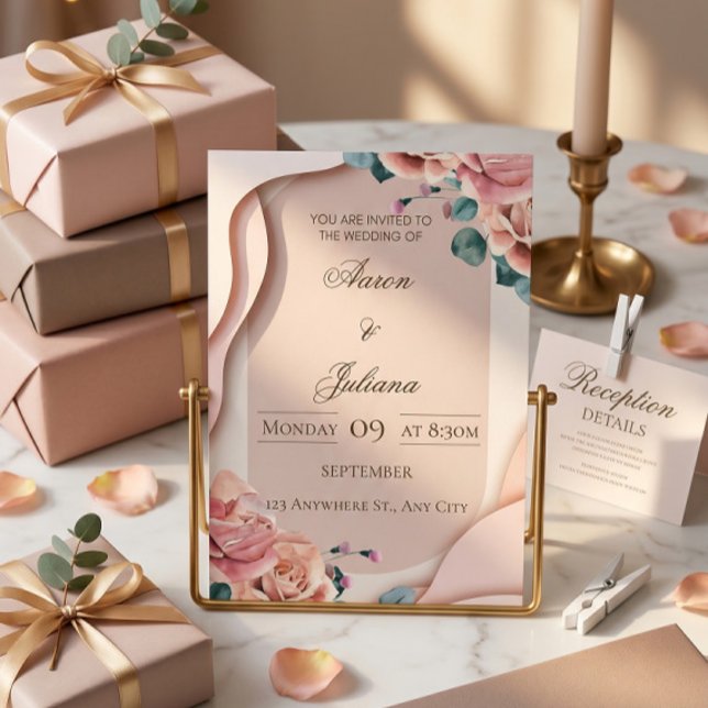 Convite de Casamento Floral Luxuoso (Criador carregado)