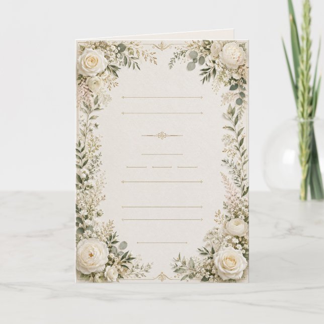 Convite de Casamento Floral Luxuoso (Frente)