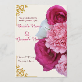 Convite de Casamento Floral Luxuoso em Dourado e R