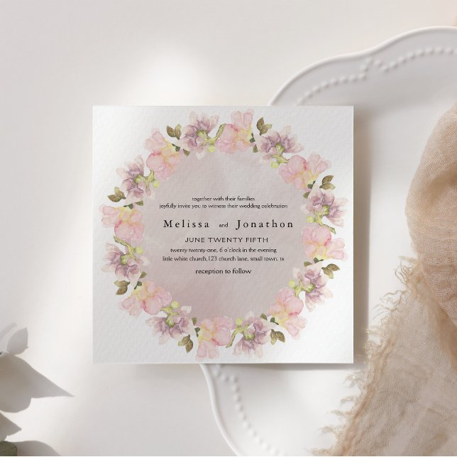 Convite de Casamento Floral Magnólia Rosa (Criador carregado)
