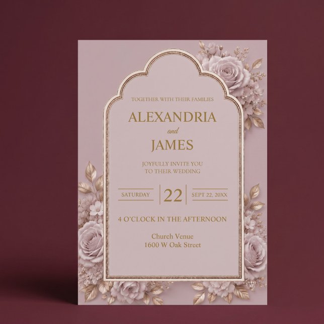 Convite de Casamento Floral Malva (Criador carregado)