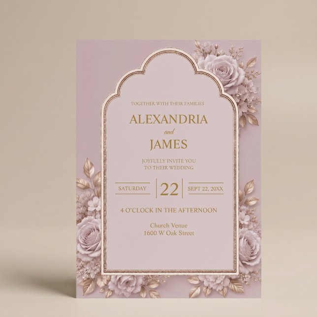 Convite de Casamento Floral Malva (Criador carregado)